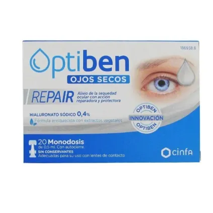 Comprar Optiben gotas oculares ojos secos 20 monodosis FARDI