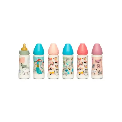 Suavinex biberón chic marrón con tetina redonda papilla 360 ml +4 meses