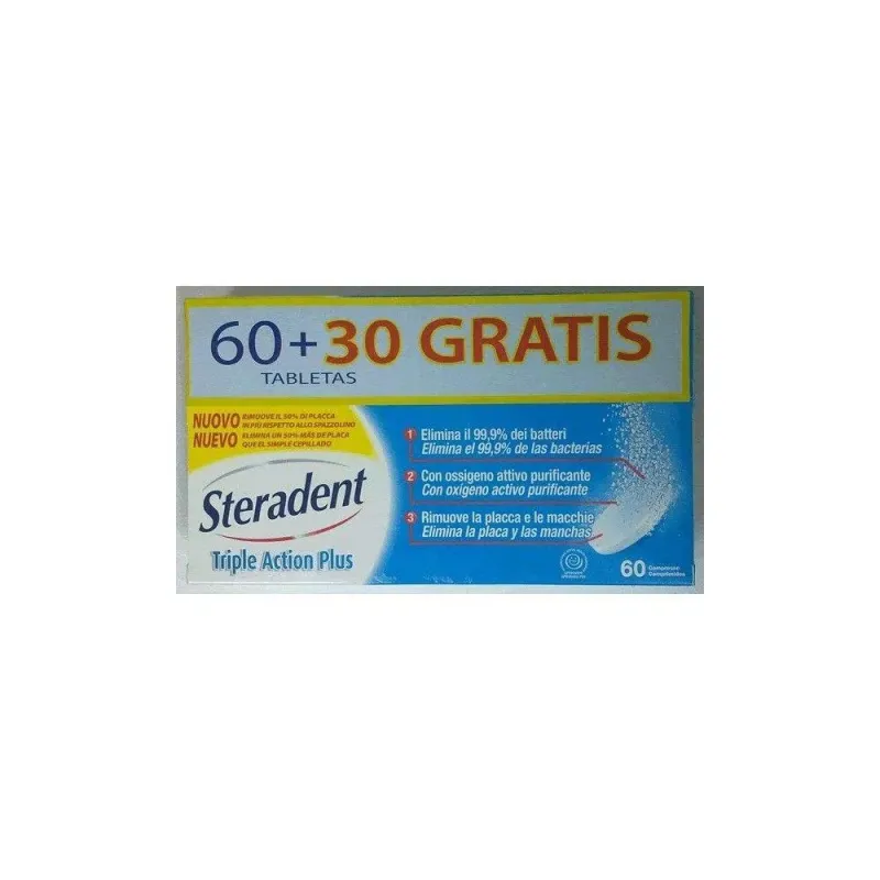 Steradent limpiador dentaduras 3x2 triple acción