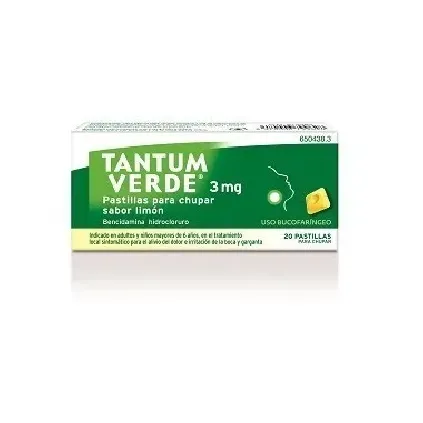 Comprar TANTUM VERDE 3 mg PASTILLAS PARA CHUPAR SABOR LIMON , 20 pastillas
