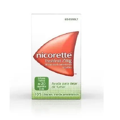 Comprar NICORETTE FRESHFRUIT 2 mg CHICLES MedicamentosOS, 105 chicles 