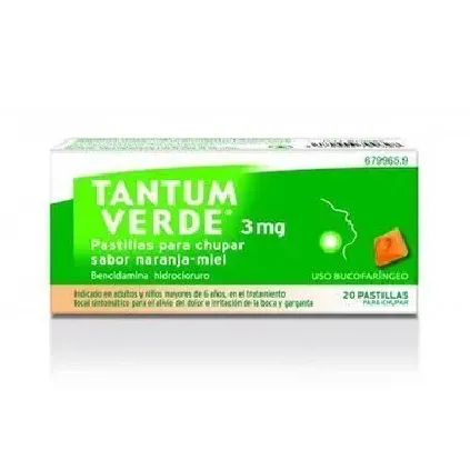 Comprar TANTUM VERDE 3 mg PASTILLAS PARA CHUPAR SABOR NARANJA-MIEL , 20 pastillas