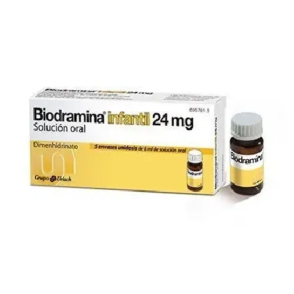Comprar BIODRAMINA INFANTIL 24 MG SOLUCION ORAL, 5 envases unidosis de 6 ml