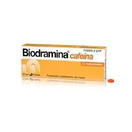 Comprar BIODRAMINA CAFEINA COMPRIMIDOS RECUBIERTOS , 12 comprimidos