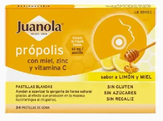 Comprar JUANOLA PROPOLIS PASTILLAS LIMON MIEL 24 PASTILLAS 
