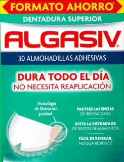 Algasiv almohadillas adhesivas para prótesis dentales superiores 30 unidades