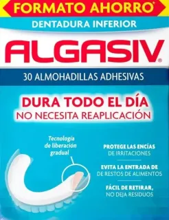 Algasiv almohadillas adhesivas para prótesis dentales inferiores 30 unidades
