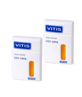 Vitis Seda Dental con Cera 50 m Duplo para Cuidado Bucal