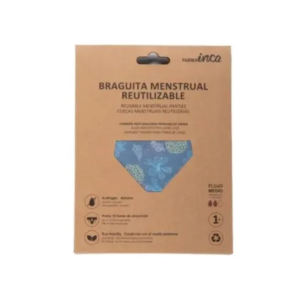Comprar BRAGUITA MENSTRUAL TEEN ABSORCIÓN SUPER (AZUL ESTAMPADO) TM 