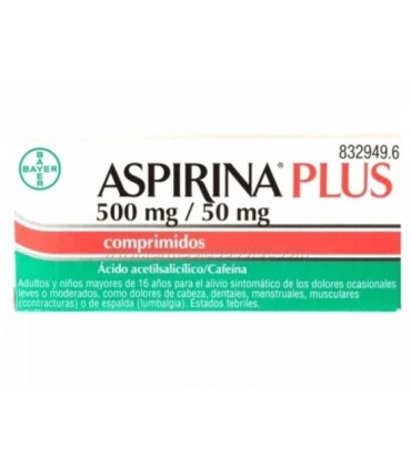 Comprar ASPIRINA PLUS 500 mg/50 mg COMPRIMIDOS , 20 comprimidos BAYER