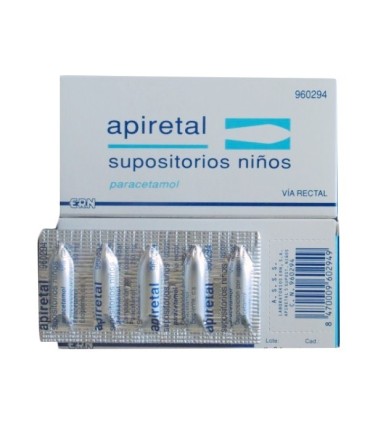 Comprar APIRETAL NIÑOS 250mg SUPOSITORIOS , 5 supositorios 