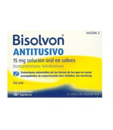 Comprar BISOLVON ANTITUSIVO 15 mg SOLUCION ORAL EN SOBRES, 12 sobres