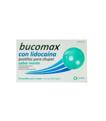 Comprar BUCOMAX CON LIDOCAINA PASTILLAS PARA CHUPAR SABOR MENTA, 24 pastillas 
