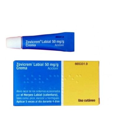 Comprar ZOVICREM LABIAL 50 mg/g CREMA, 1 tubo de 2 g
