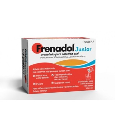Comprar FRENADOL JUNIOR GRANULADO PARA SOLUCION ORAL , 10 sobres JOHNSON Y JOHNSON