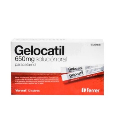 Comprar GELOCATIL 650 mg SOLUCION ORAL, 12 sobres