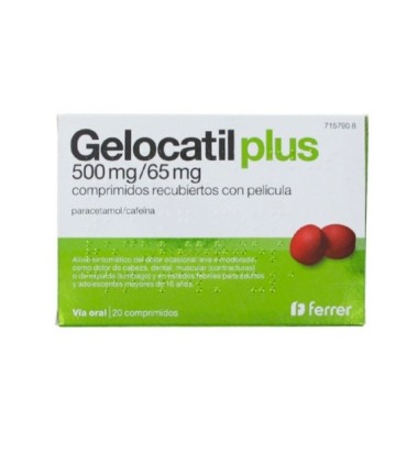 Comprar GELOCATIL PLUS 500 MG/65 MG COMPRIMIDOS RECUBIERTOS CON PELICULA, 20 comprimidos