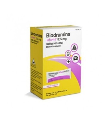 Comprar BIODRAMINA INFANTIL 12,5 MG 12 SOBRES MONODOSIS