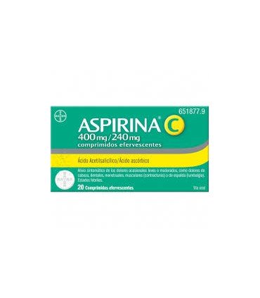 Comprar ASPIRINA C 400 mg/240 mg COMPRIMIDOS EFERVESCENTES, 20 comprimidos