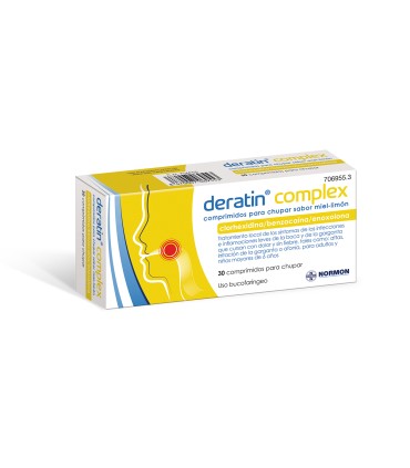 Comprar DERATIN COMPLEX COMPRIMIDOS PARA CHUPAR SABOR MIEL-LIMON , 30 comprimidos (Blister aluminio/PVC)
