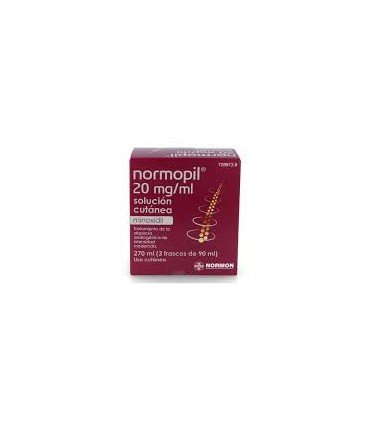 normopil 20 mg /ml solución cutánea, 3 frasco 90 ml