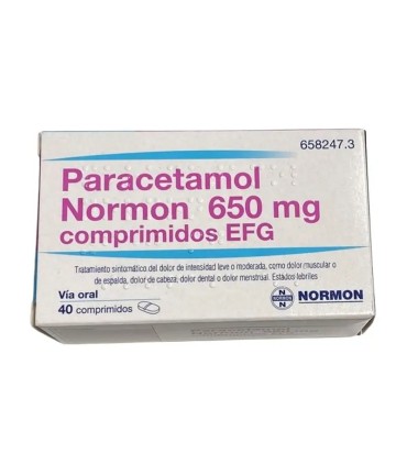 Comprar PARACETAMOL NORMON 650 mg COMPRIMIDOS EFG, 40 comprimidos