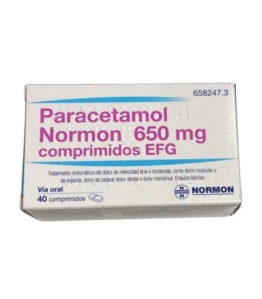 Comprar PARACETAMOL NORMON 650 mg COMPRIMIDOS EFG, 40 comprimidos